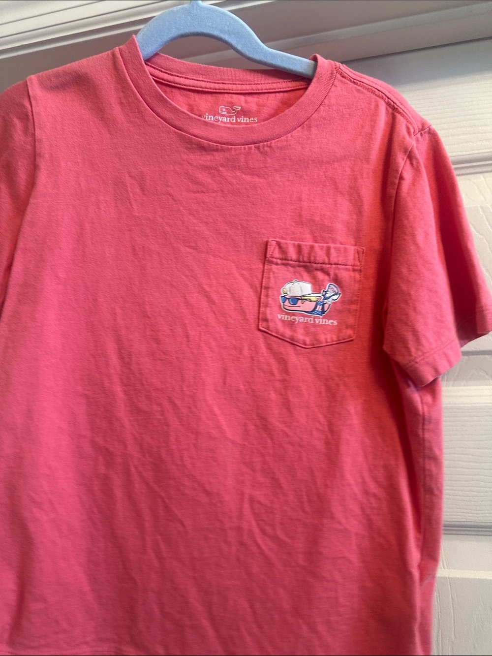 Vineyard Vines Pink Pocket Tee with Lacrosse Whale Size 7